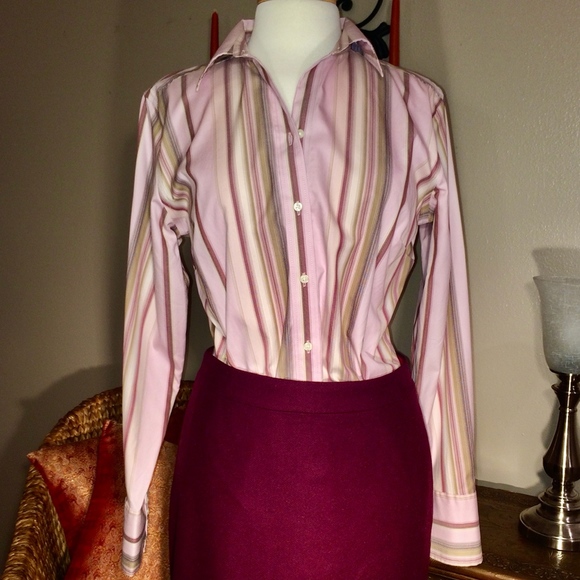 Wrinkle Resistant Striped Button Down Shirt (Tall) - Picture 2 of 7